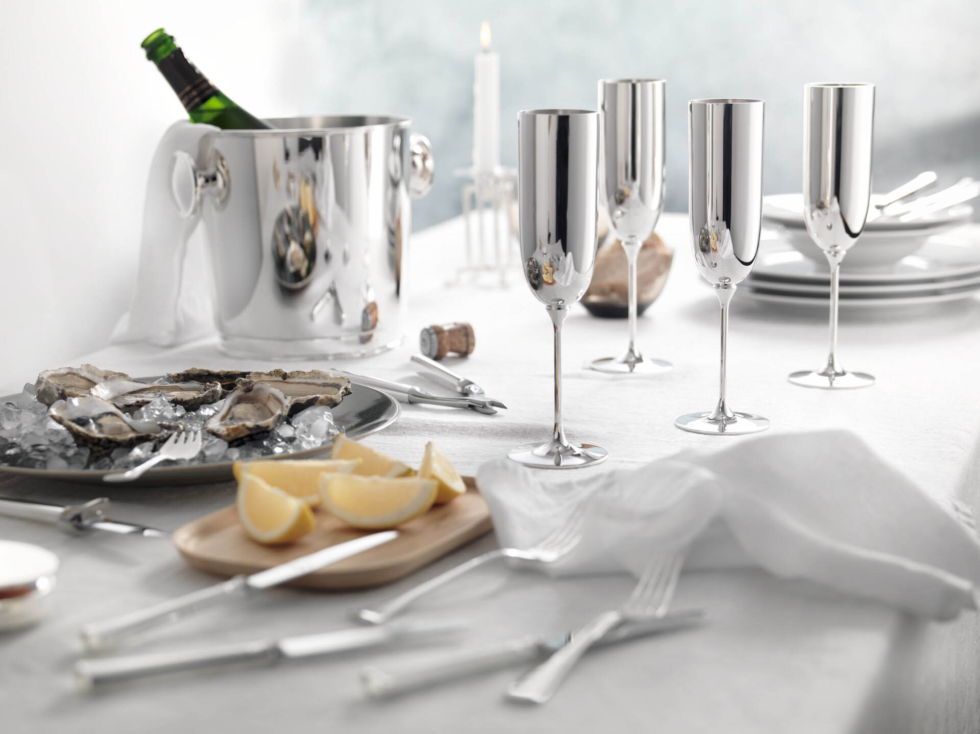 Alta Set 2x ALTA Champagne flute (90g silverplated)
