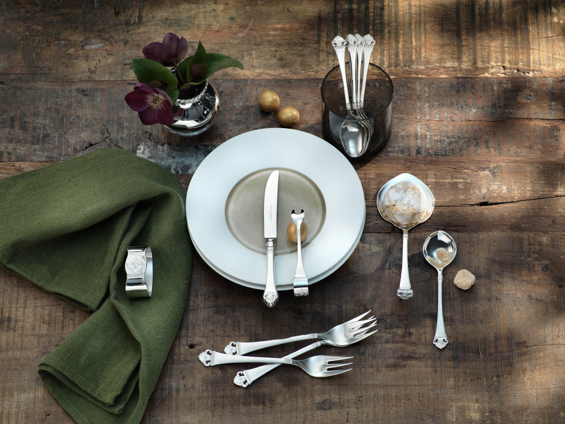 Rosenmuster 5-piece place setting (925 Sterling Silver)
